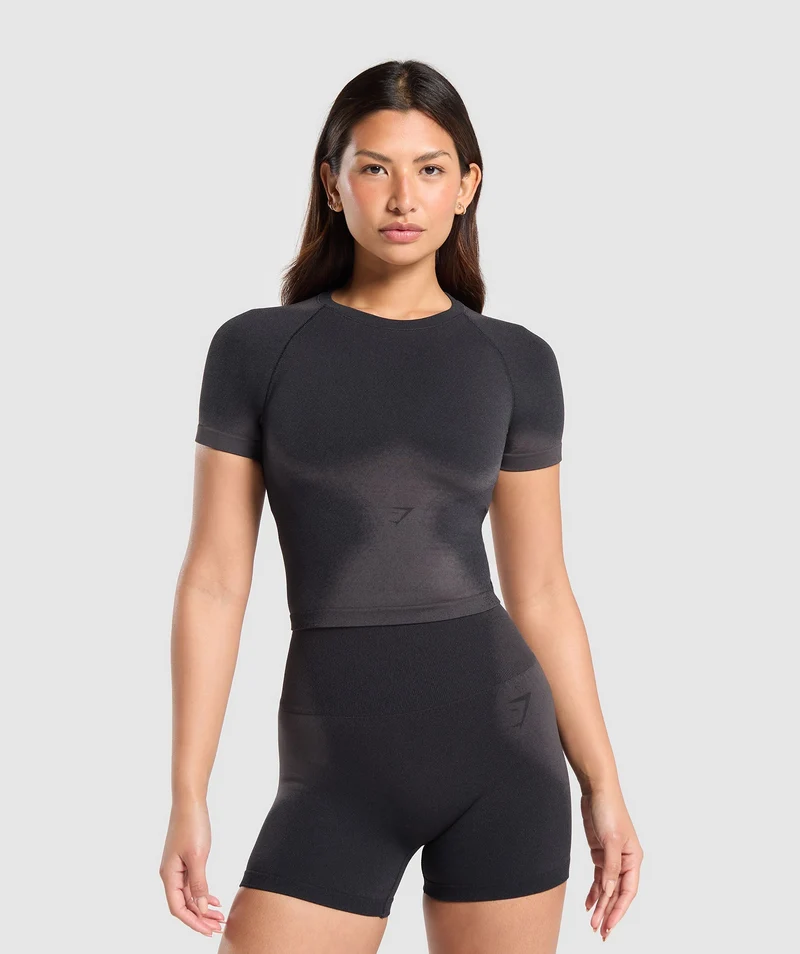 Gymshark Blur Seamless T-Shirt - Black/Asphalt Grey