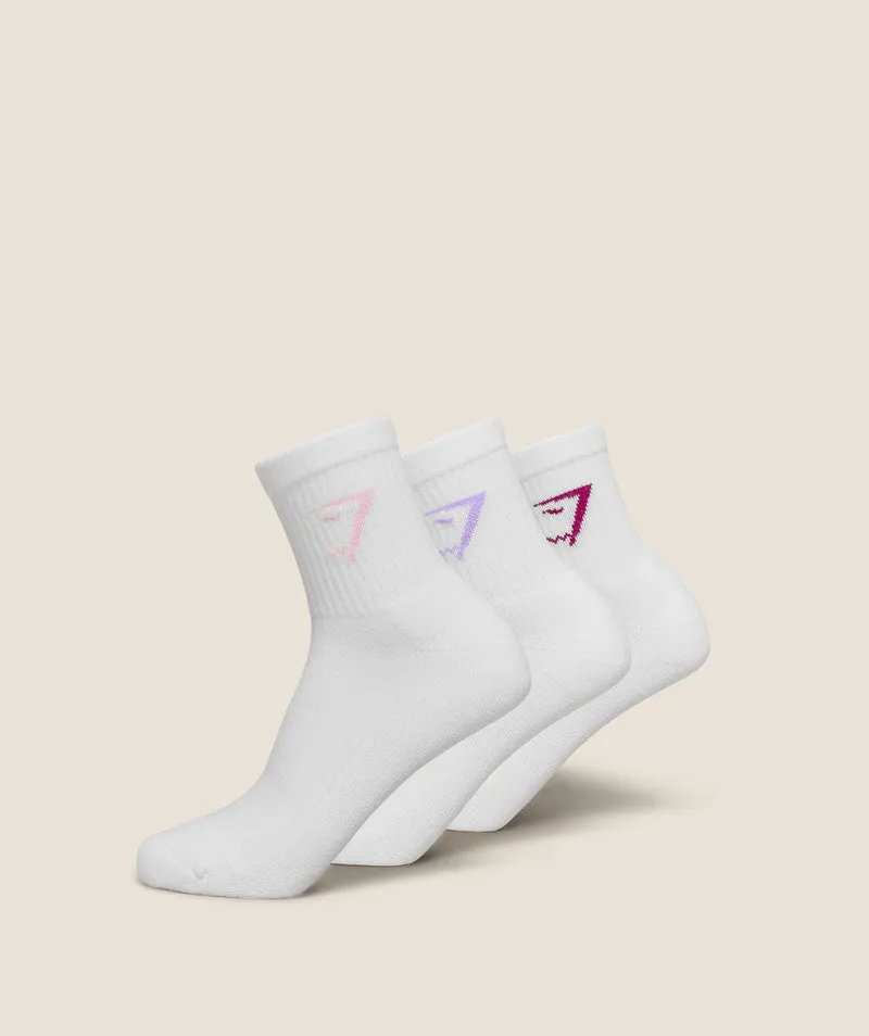 Gymshark Midi Socks 3pk - Haze Pink/Pace Purple/Strength Pink