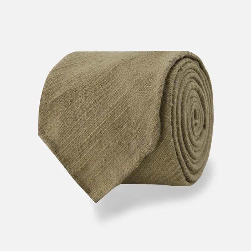 Como Solid Silk Shantung Dusty Olive Tie