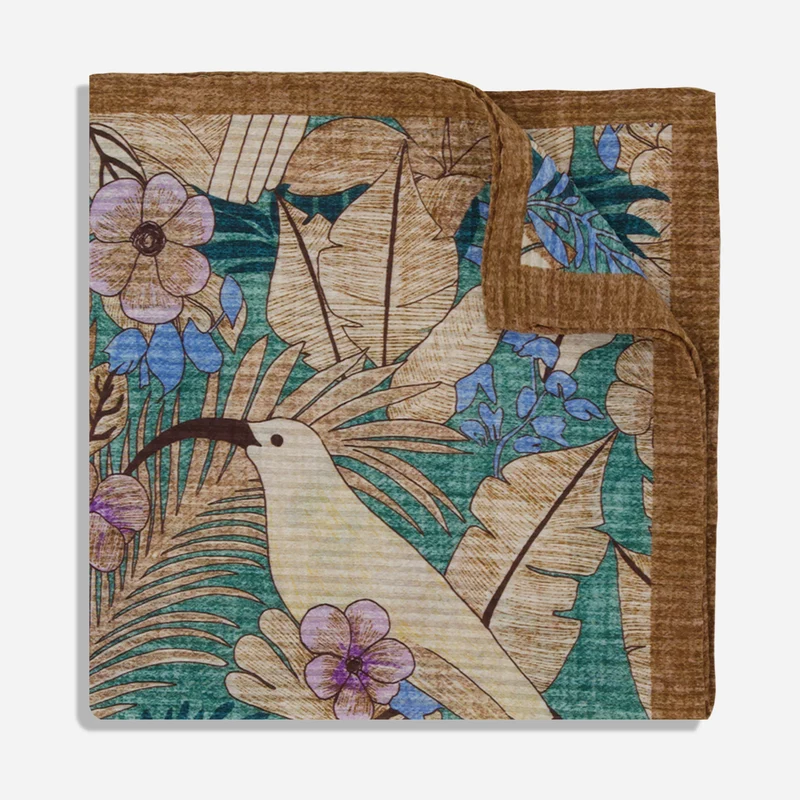 Uccello Seersucker Brown Pocket Square