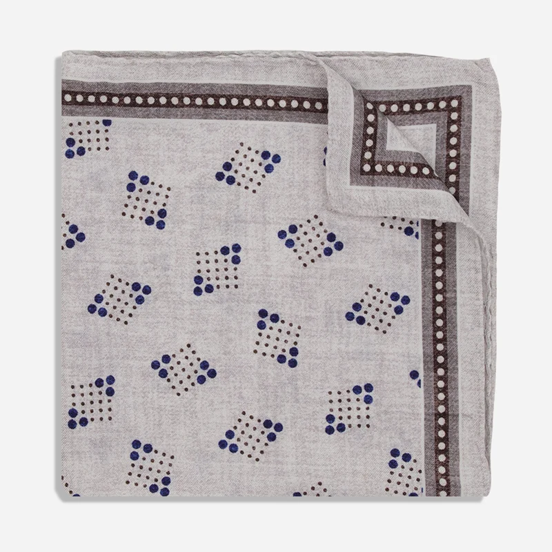 Acero Geo Ivory Pocket Square