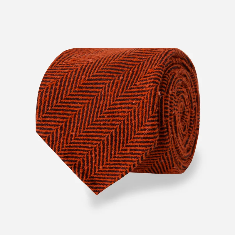 Affinato Herringbone Tomato Red Tie