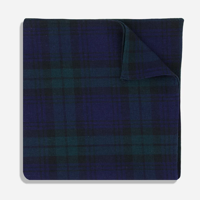 Blackwatch Tartan Plaid Navy Pocket Square