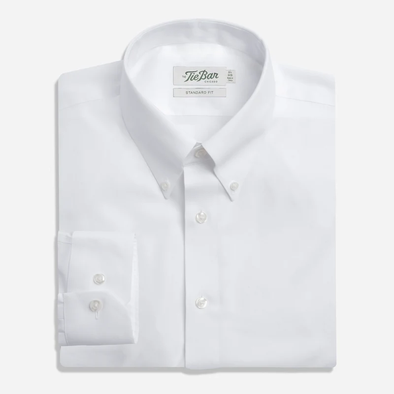 Pinpoint Solid - Traditional Button Down Collar White Non-Iron Dress Shirt