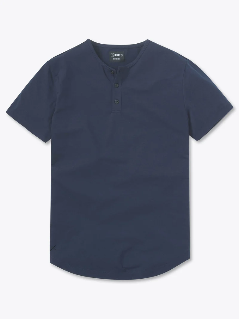 AO Henley Curve-Hem | Pacific Blue Signature-fit PYCA Pro®