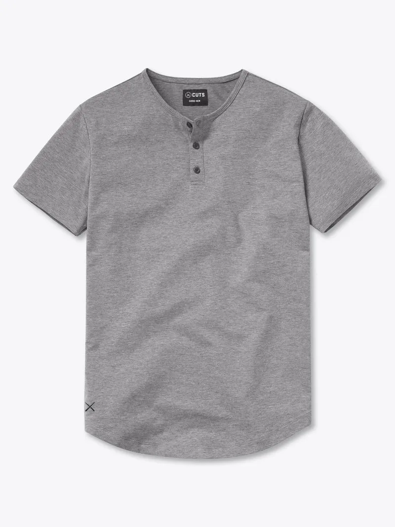 AO Henley Curve-Hem | Heather Grey Signature-fit PYCA Pro®