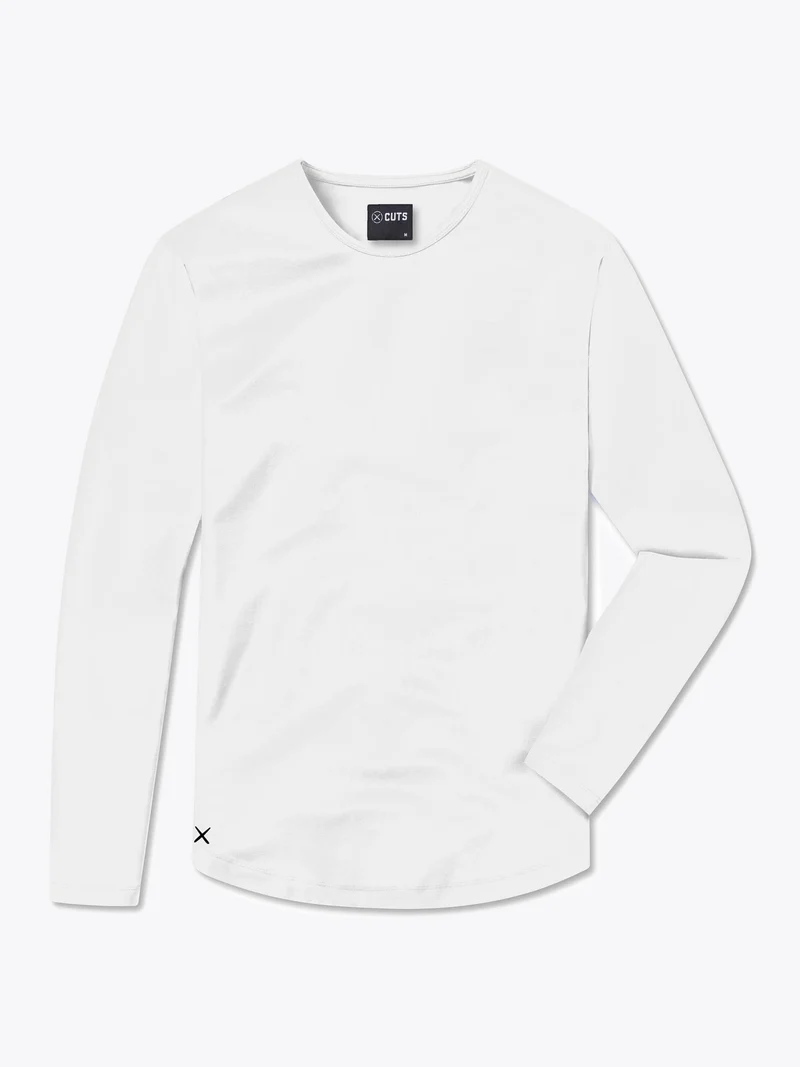 AO Long Sleeve Curve-Hem Tee | White Signature-fit PYCA Pro®