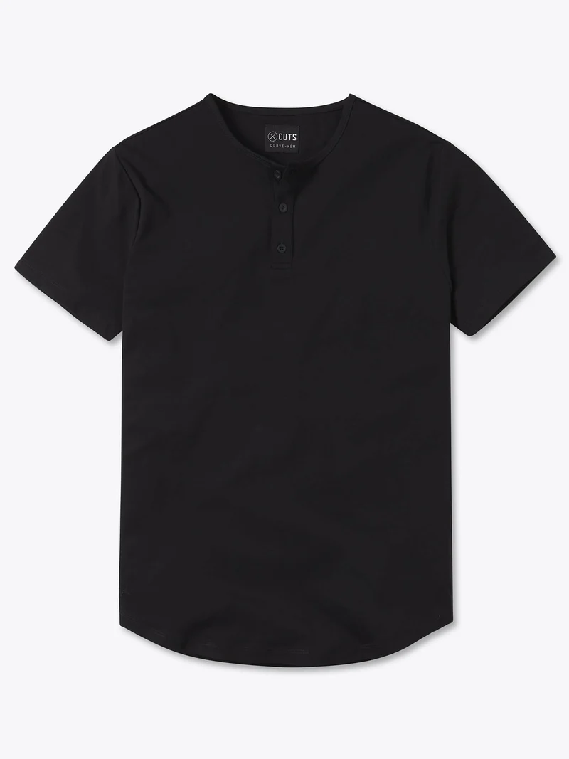 AO Henley Curve-Hem | Black Signature-fit PYCA Pro®
