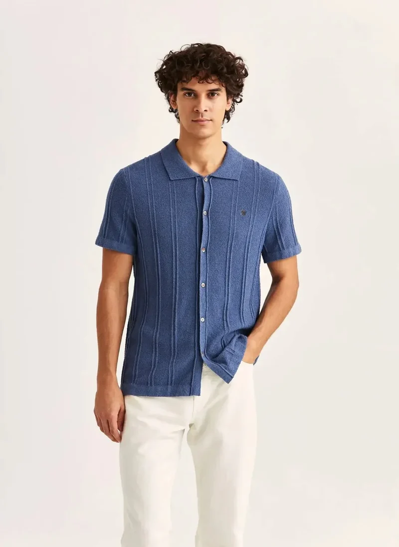 Clayton Knitted SS Shirt - 57 Blue