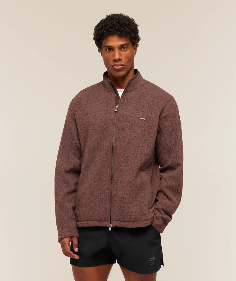 Gymshark Fleece Zip Through Jacket - Espresso Brown