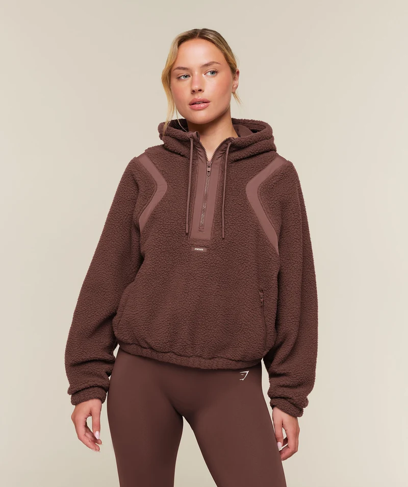 Gymshark Sherpa 1/4 Zip Jacket - Espresso Brown