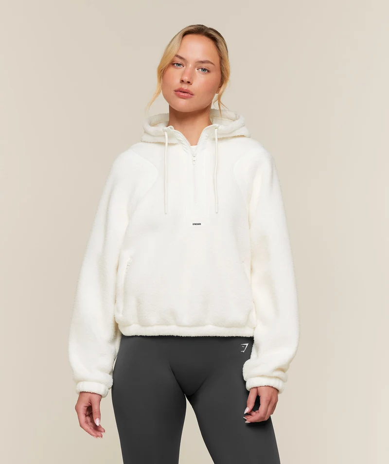 Gymshark Sherpa 1/4 Zip Jacket - Soft White