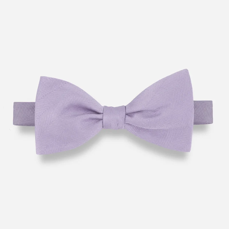 Herringbone Vow Frosted Lilac Bow Tie