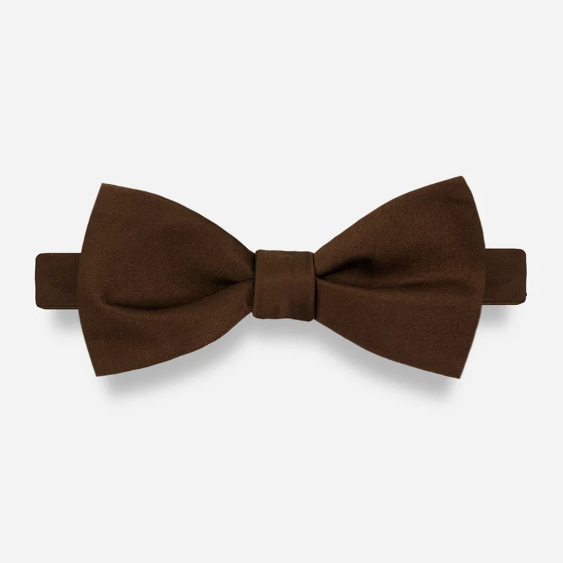 Solid Satin Chocolate Brown Bow Tie