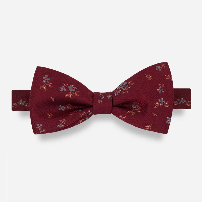 Fall Florals Burgundy Bow Tie