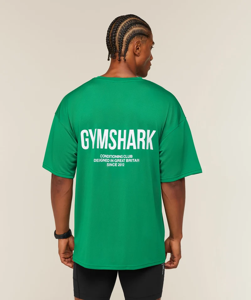 Gymshark Conditioning Club Oversized T-Shirt - Track Green/White