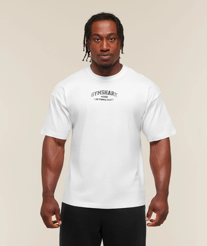 Gymshark Faded Collegiate Graphic T-Shirt - White