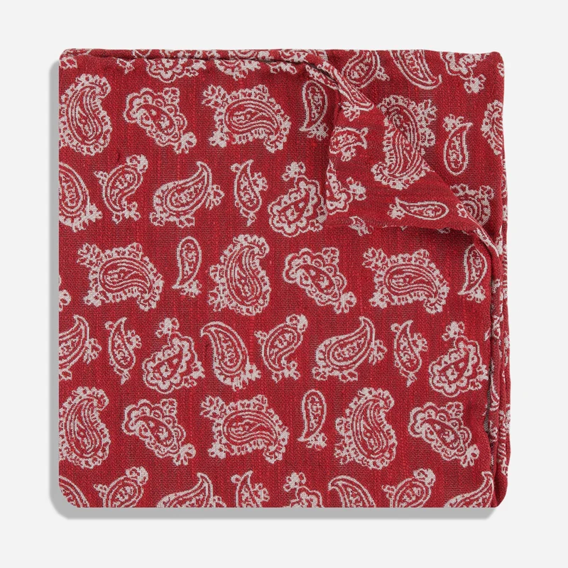 Alberobello Paisley Burgundy Pocket Square