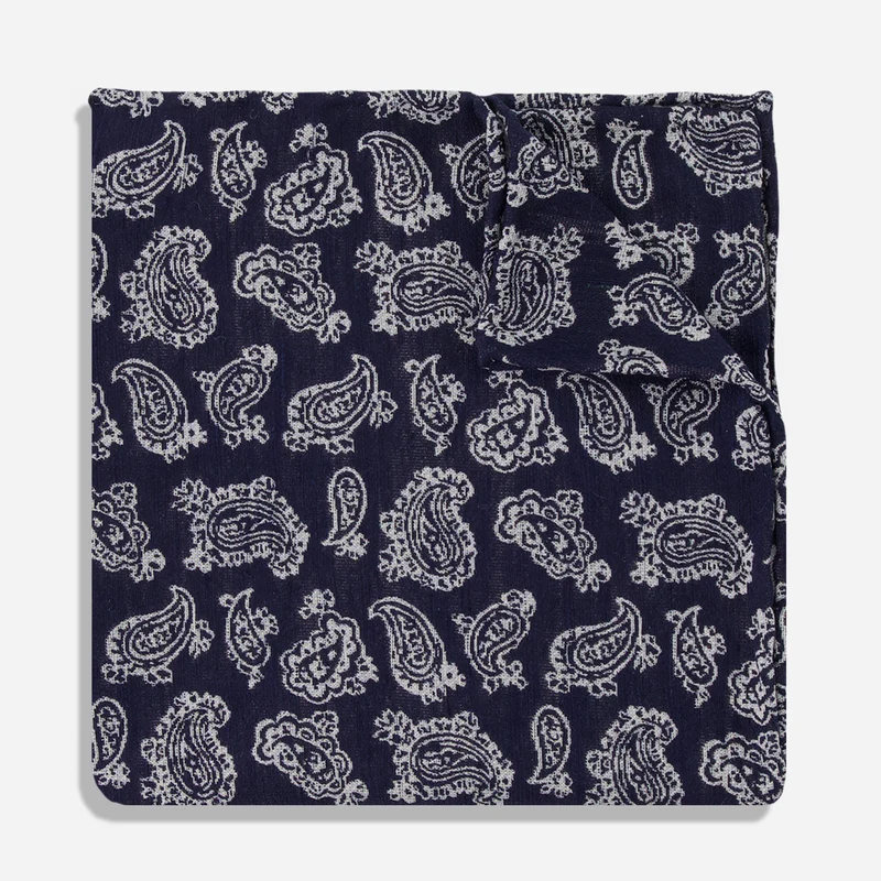 Alberobello Paisley Navy Pocket Square
