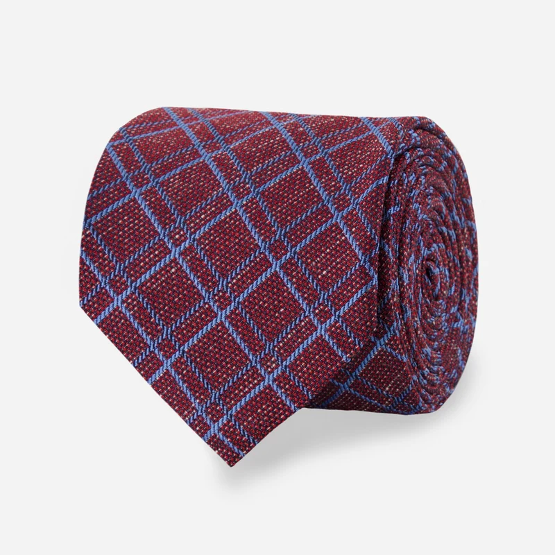 Bari Grid Burgundy Tie