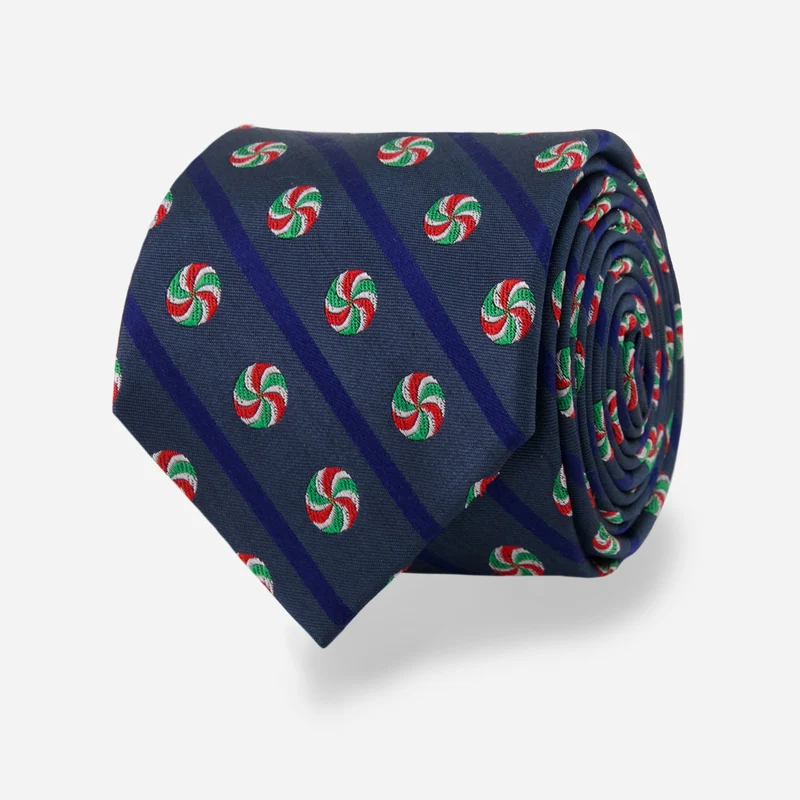 Peppermint Twist Repp Stripe Navy Tie