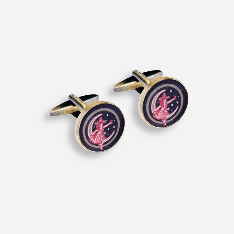 The Tie Bar x Miller High Life Girl in The Moon Navy Cufflinks