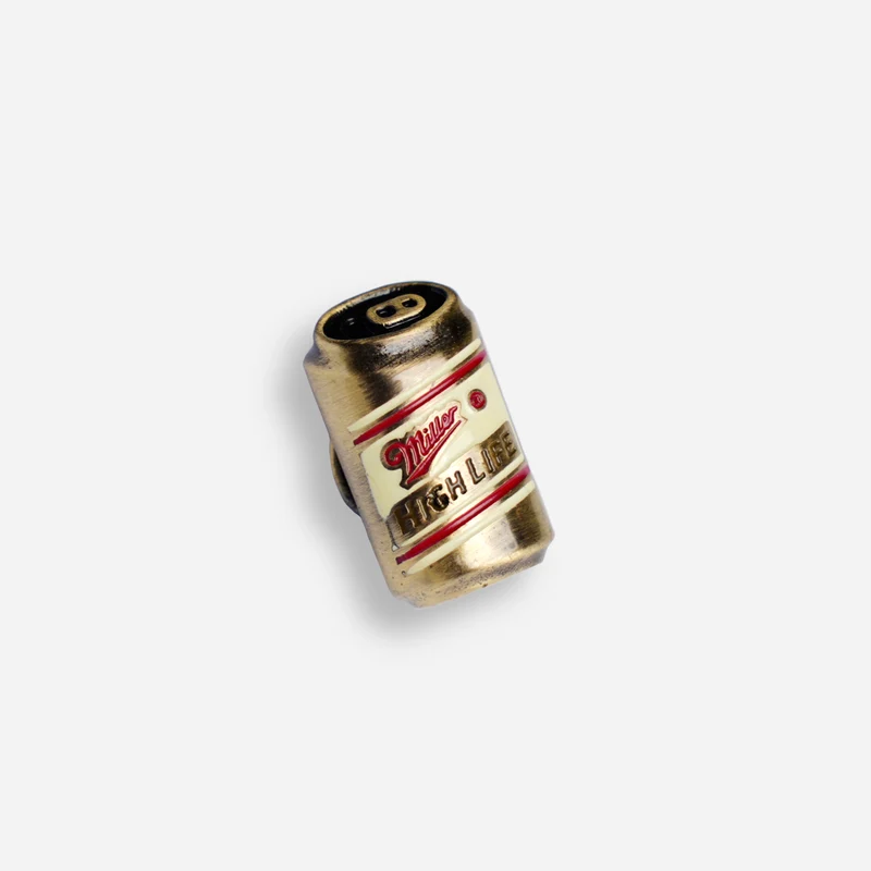 The Tie Bar x Miller High Life Beer Can Antique Brass Lapel Pin