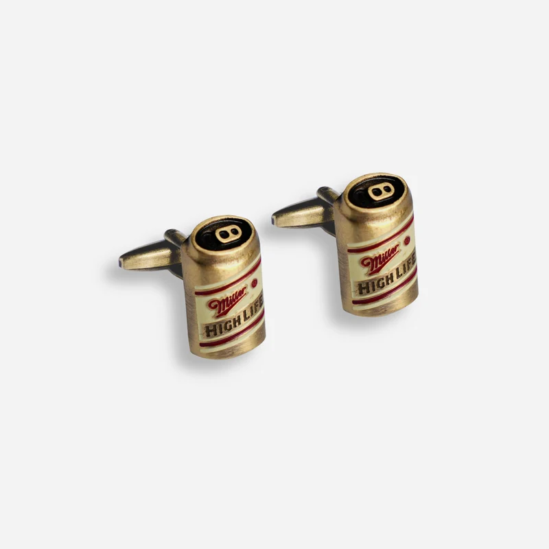 The Tie Bar x Miller High Life Beer Can Antique Brass Cufflinks