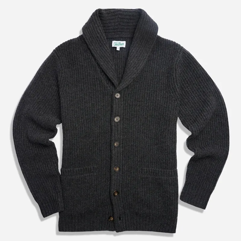 The Merino Heritage Shawl Graphite Cardigan