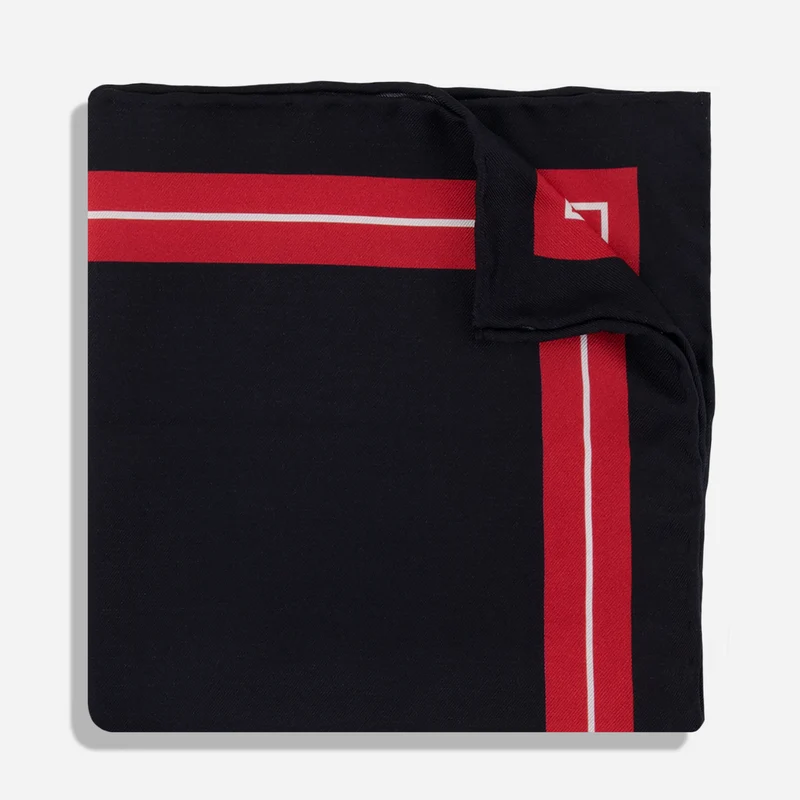 Alma Mater Heritage Verity Stripe Black Pocket Square