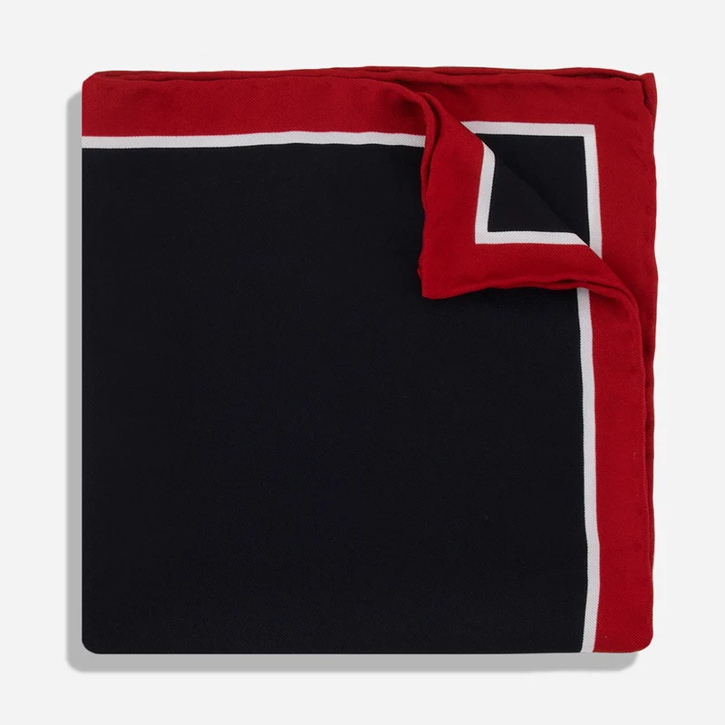 Alma Mater Heritage Good Bull Repp Stripe Black Pocket Square