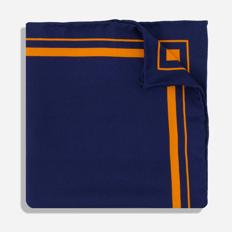 Alma Mater Heritage Stripe Navy Pocket Square