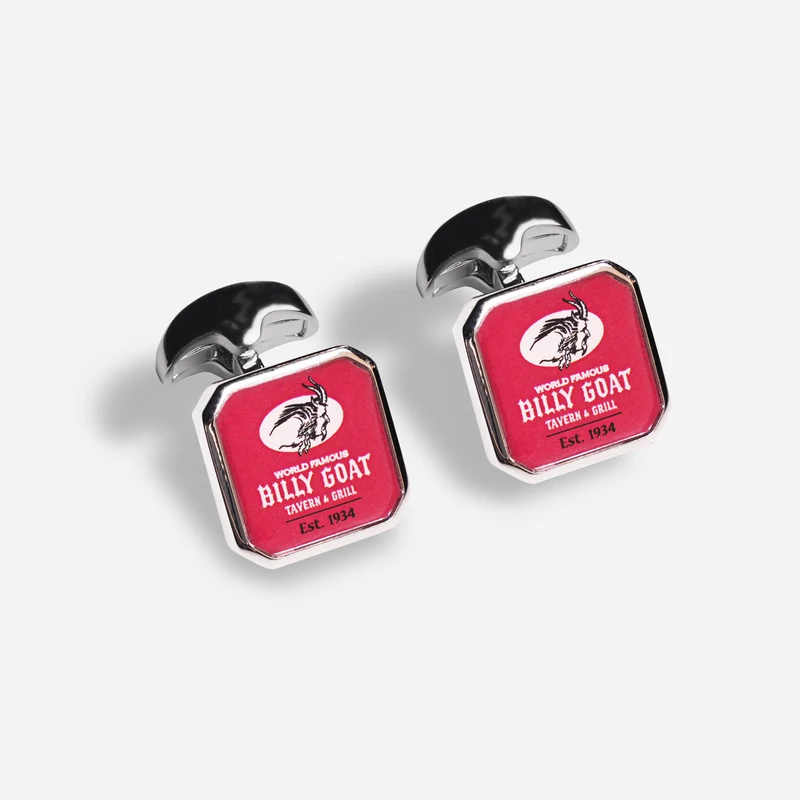 Billy Goat Tavern x The Tie Bar Grillmaster Silver Cufflinks