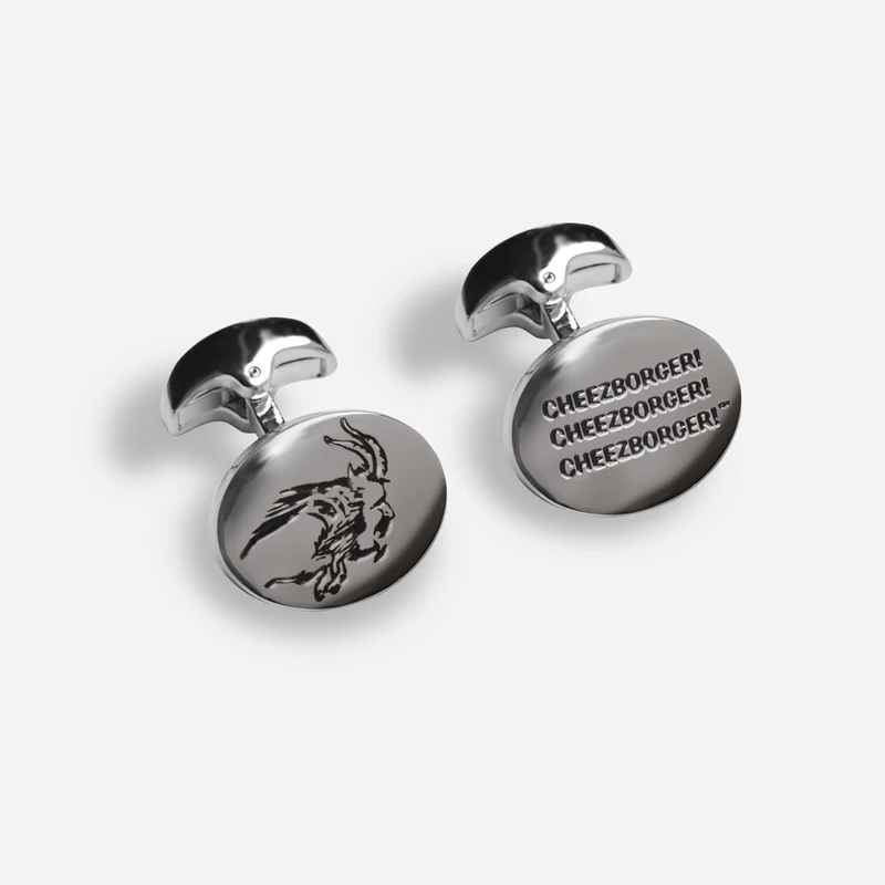 Billy Goat Tavern x The Tie Bar Cheezborger Silver Cufflinks