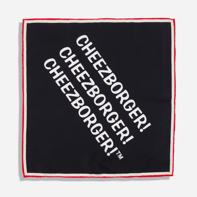 Billy Goat Tavern x The Tie Bar Cheezborger Black Pocket Square