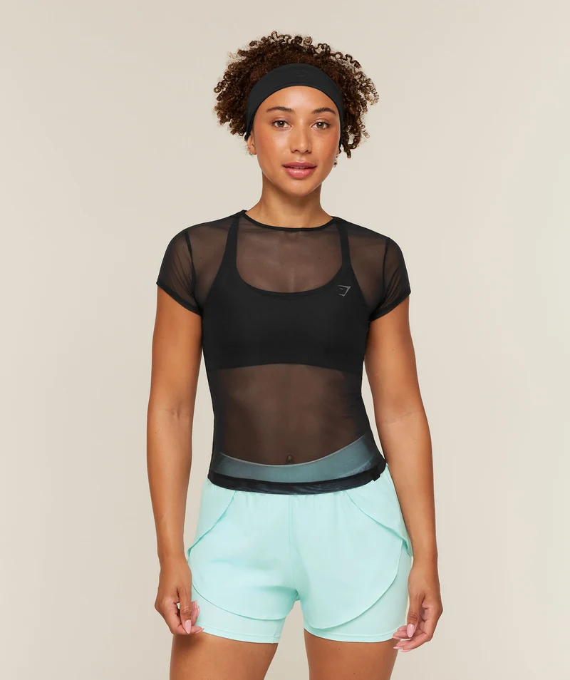 Gymshark Hybrid Mesh T-Shirt - Black
