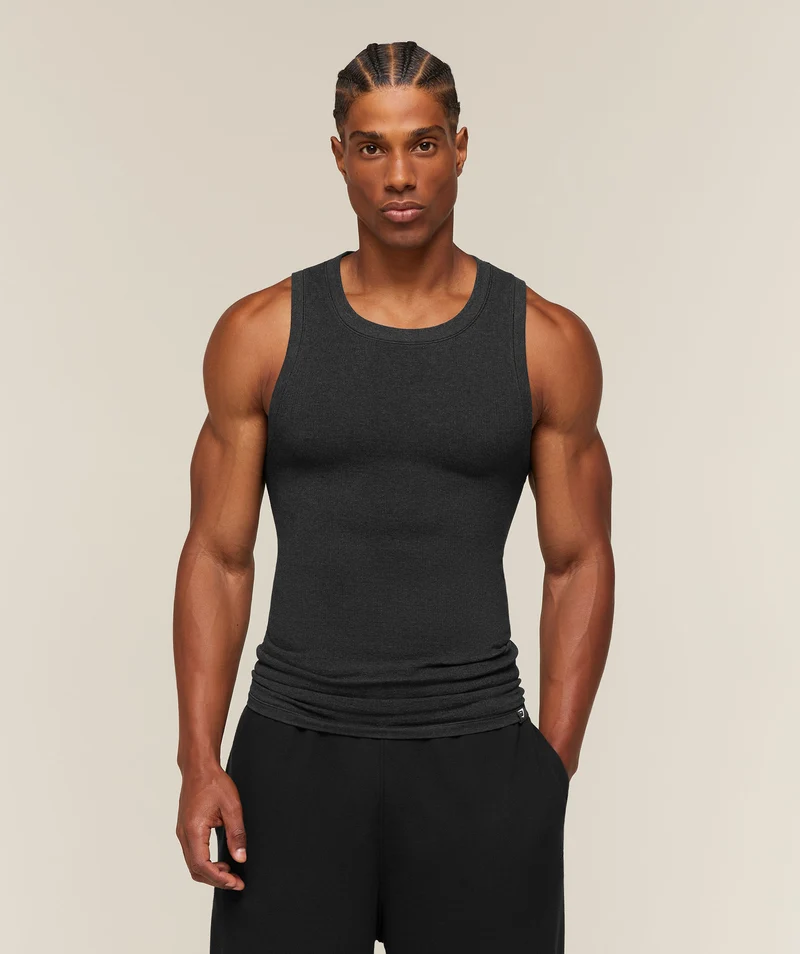 Gymshark Cotton Seamless Sleeveless Top - Black Marl