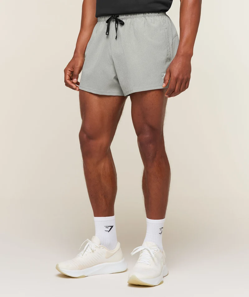 Gymshark Perforated Train 4" Shorts - Smokey Grey