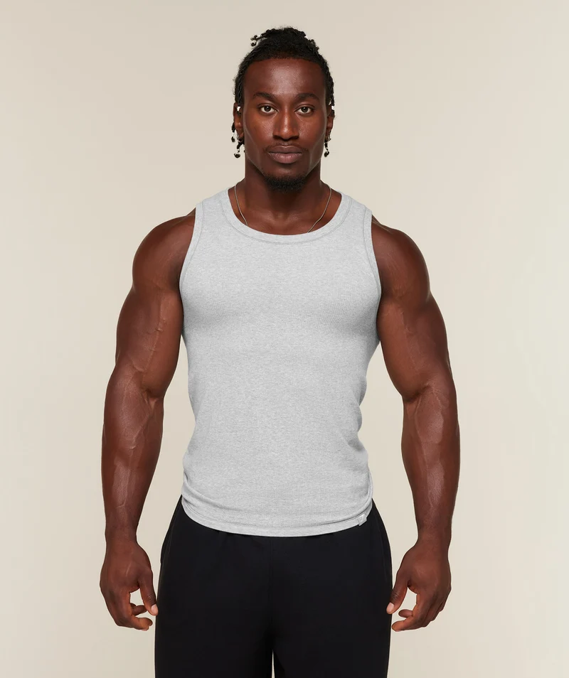 Gymshark Cotton Seamless Sleeveless Top - Soft Grey Marl
