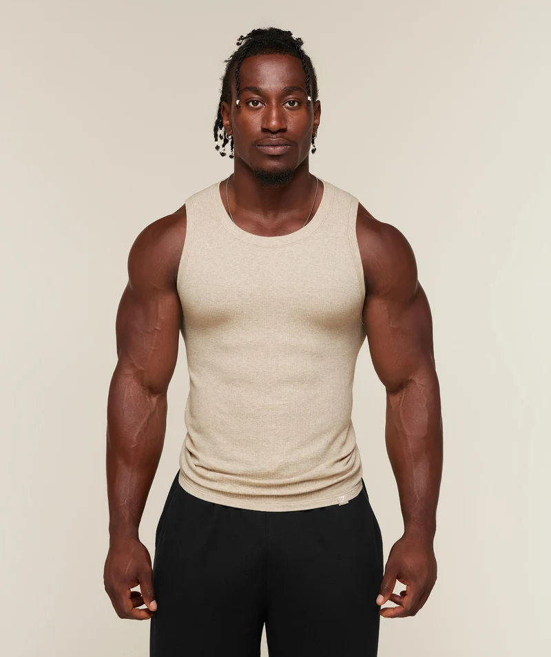 Gymshark Cotton Seamless Sleeveless Top - Oat Marl