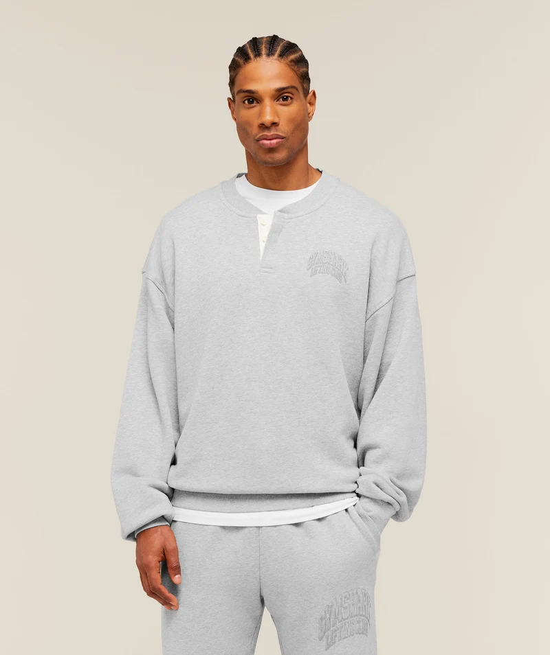Gymshark GSLC Henley Sweat - Soft Grey Marl