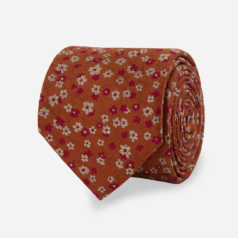 Free Fall Floral Brown Tie
