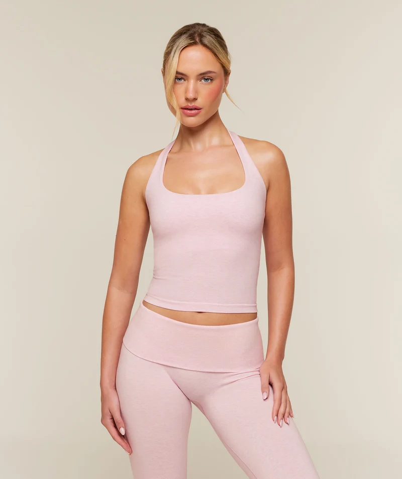 Gymshark CottonMove™ Halterneck Top - Gentle Pink Marl