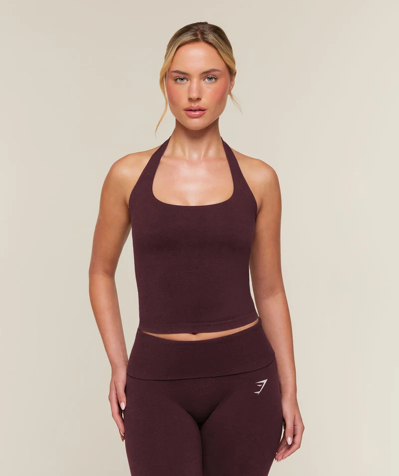 Gymshark CottonMove™ Halterneck Top - Calm Purple Marl