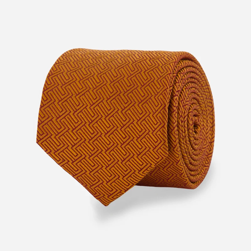 Heritage Grid Burnt Orange Tie