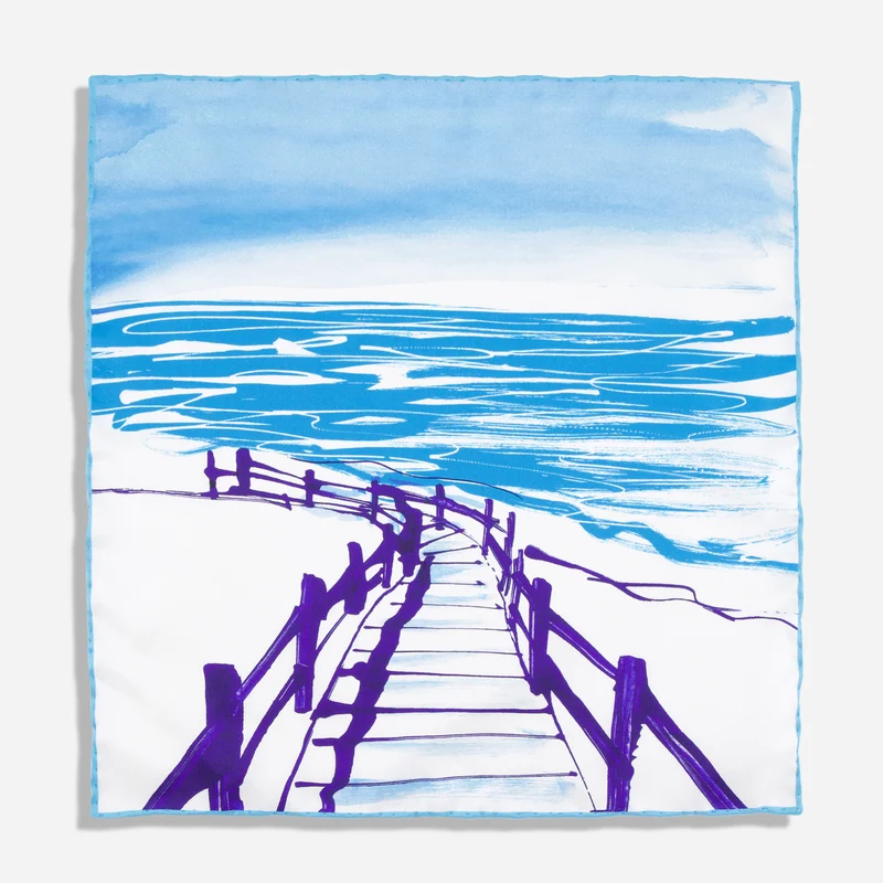 Caroline Tomlinson x The Tie Bar Pier's Edge White Pocket Square
