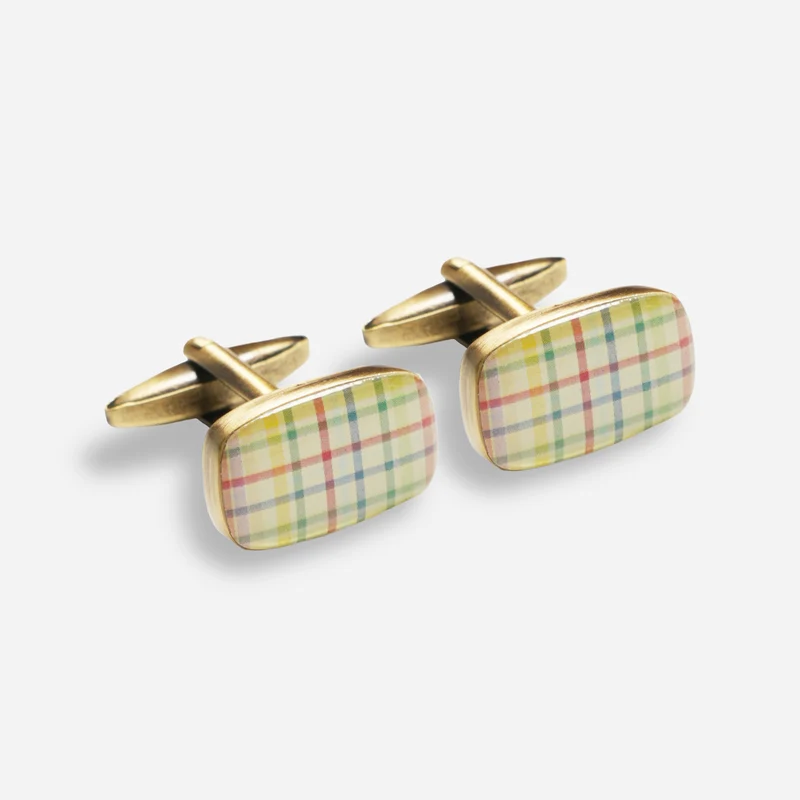 Tattersall Plaid Multi Cufflinks