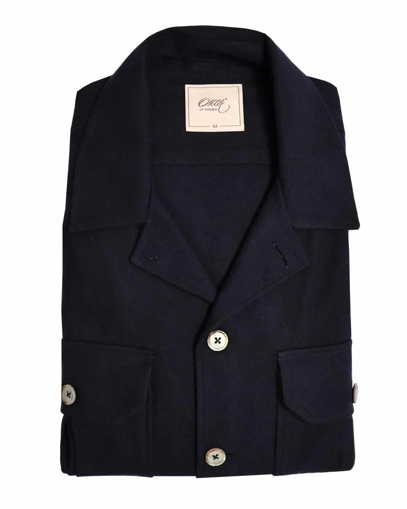 Skjorta Oscar of Sweden - 018 INDIGO BLUE PLAIN
