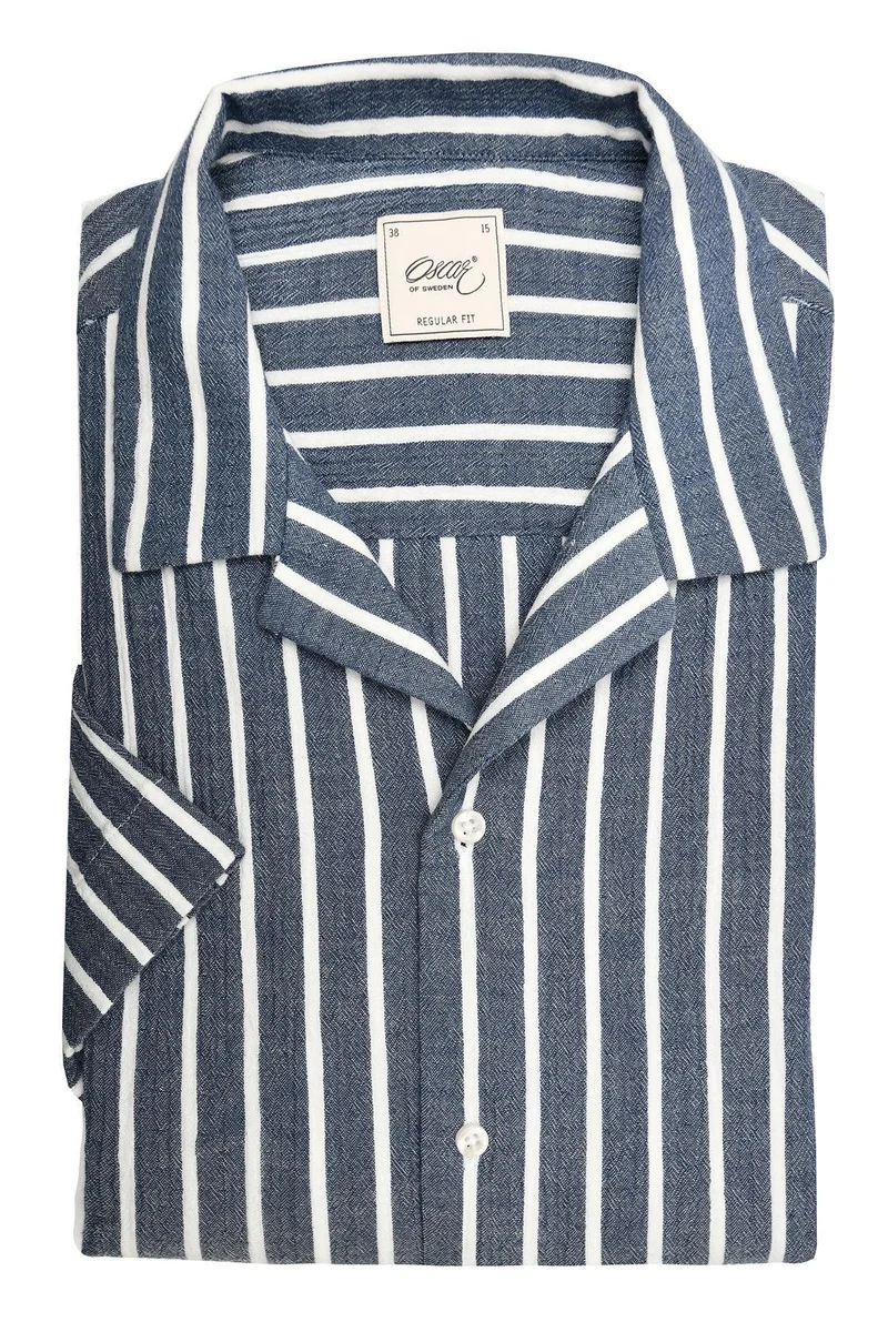 Skjorta Oscar of Sweden - 118 INDIGO BLUE STRIPE