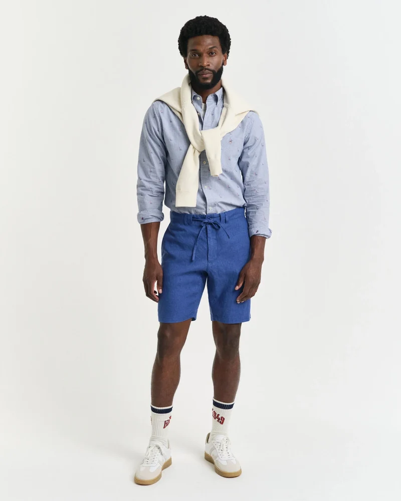 RELAXED LINEN DS SHORTS - 407 RICH BLUE